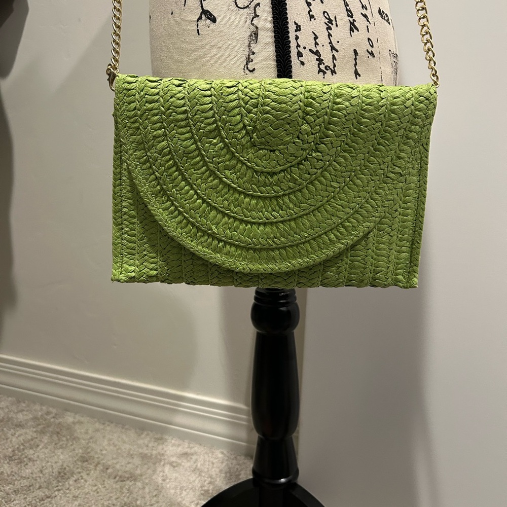Elegant Lime Green Woven Clutch